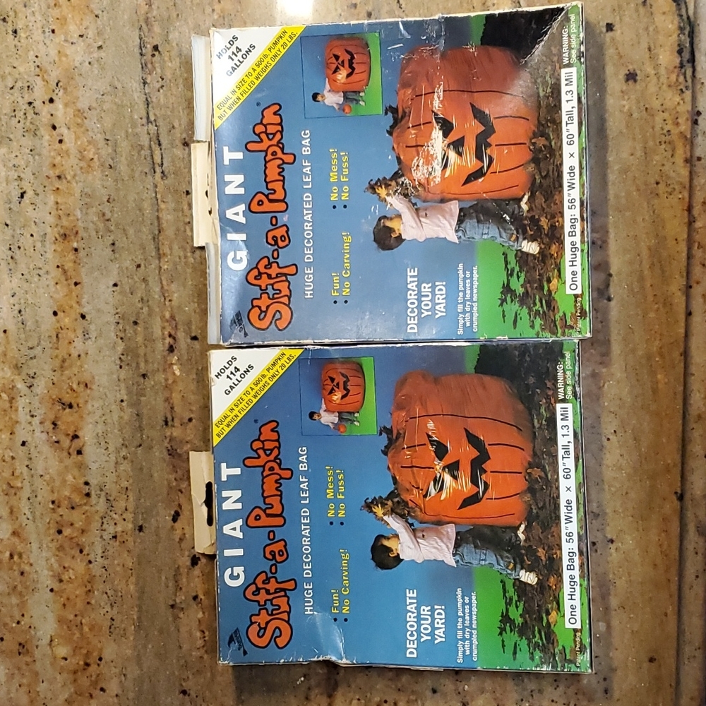 2 Vintage giant stuff-a-pumpkin bags new Stuff With Leaves
